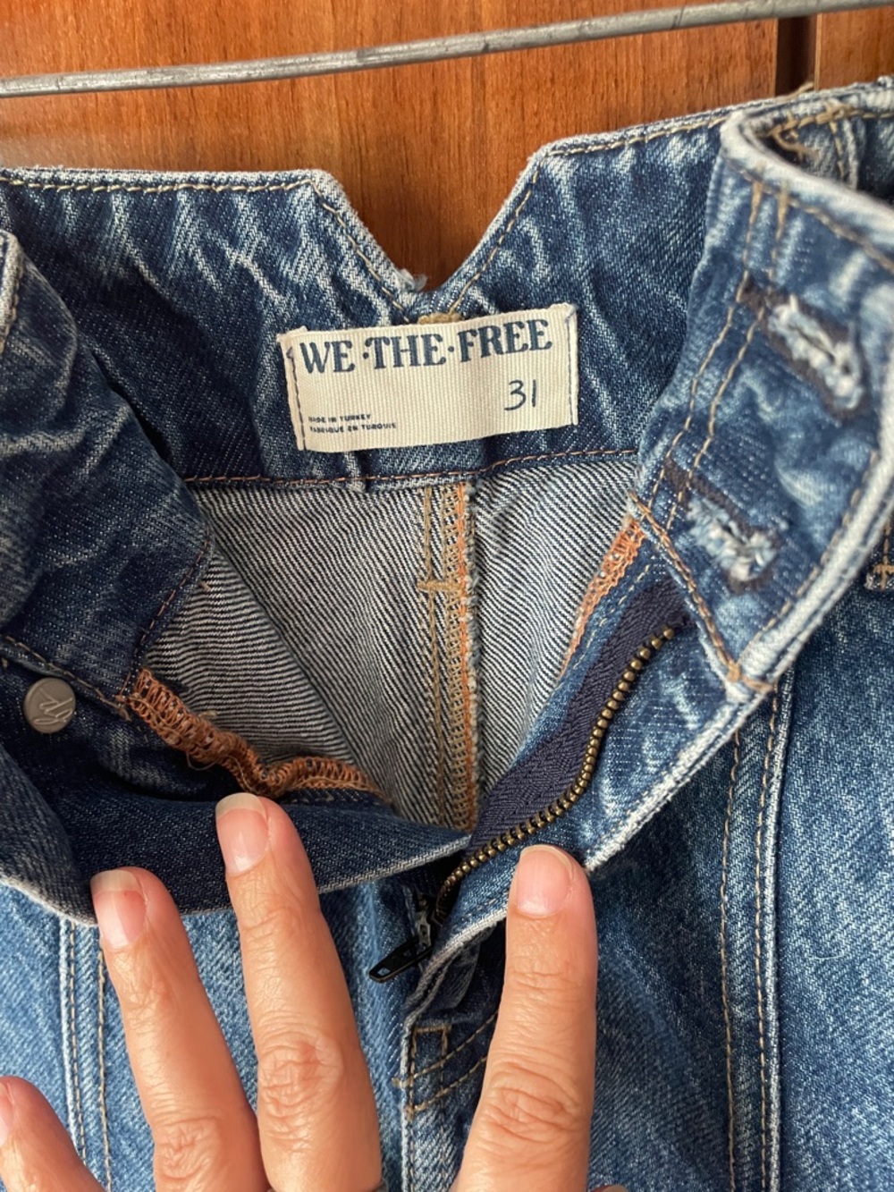 We The Free Distressed Blue Denim Shorts - Picture 4 of 5